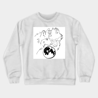 Black and white moon wolf hug Crewneck Sweatshirt